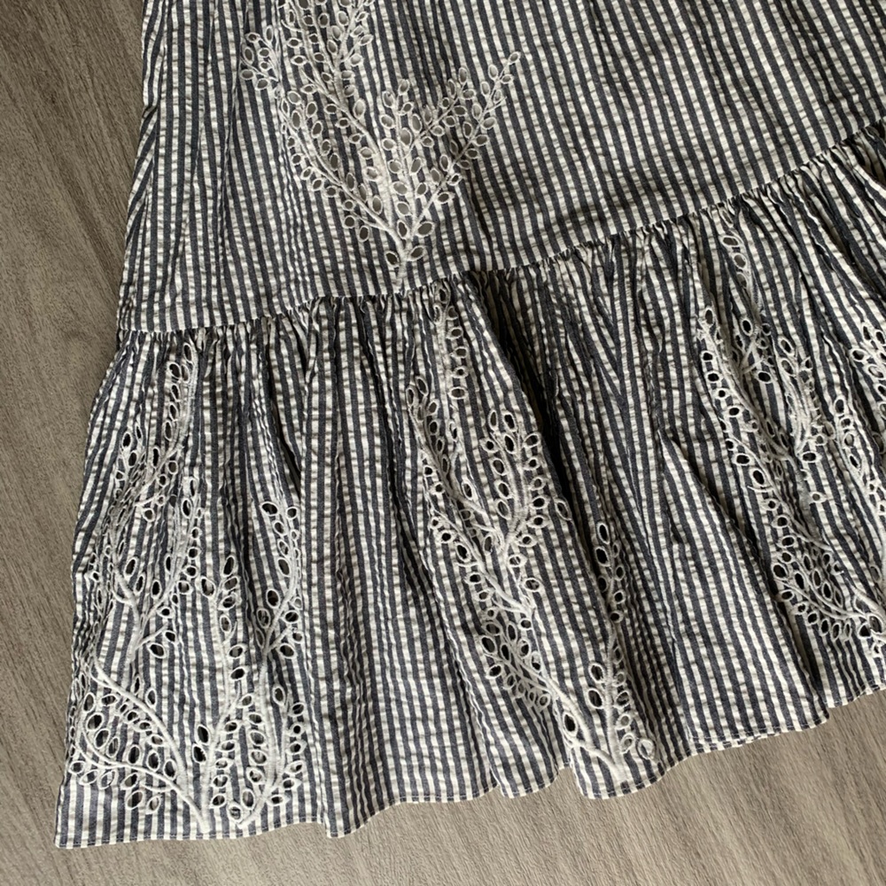 NWT Tory Burch Runway Striped Eyelet Embroidered Cotton Midi Dress Sz 4 - Picture 15 of 16